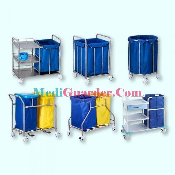 Steel Alloy Medical Waste Cart, Corrosion-resistant Steel Garbage Cart