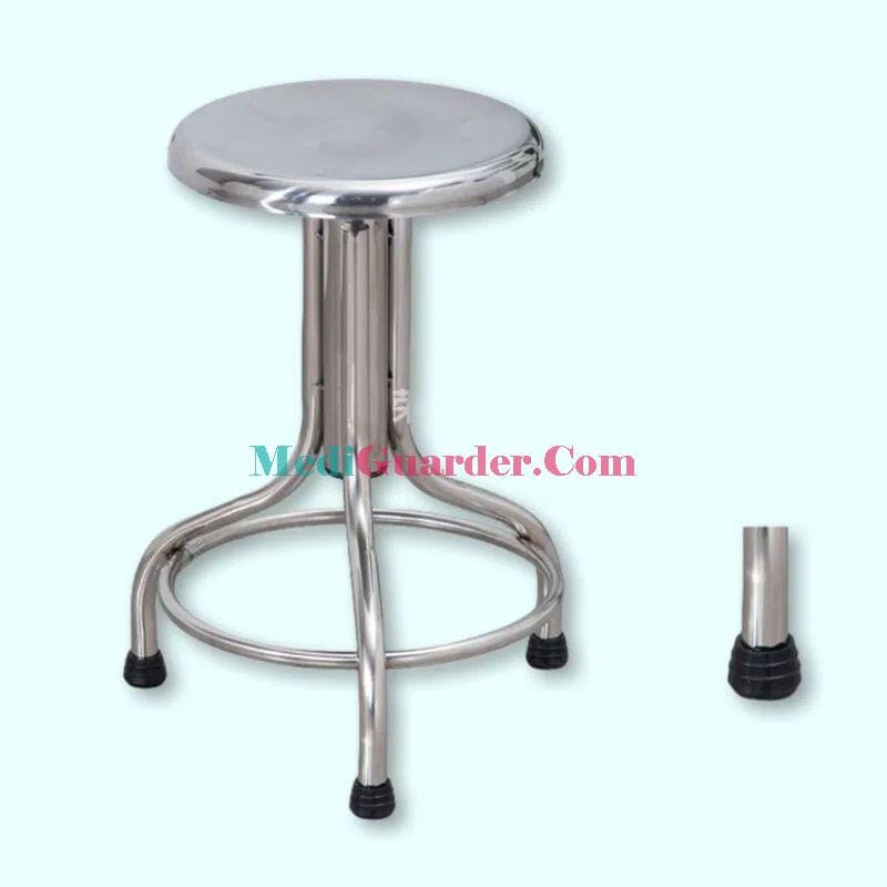 Stainless Steel Medical Wheeled Round Stool, Corrosion-resistant Steel Round Stool