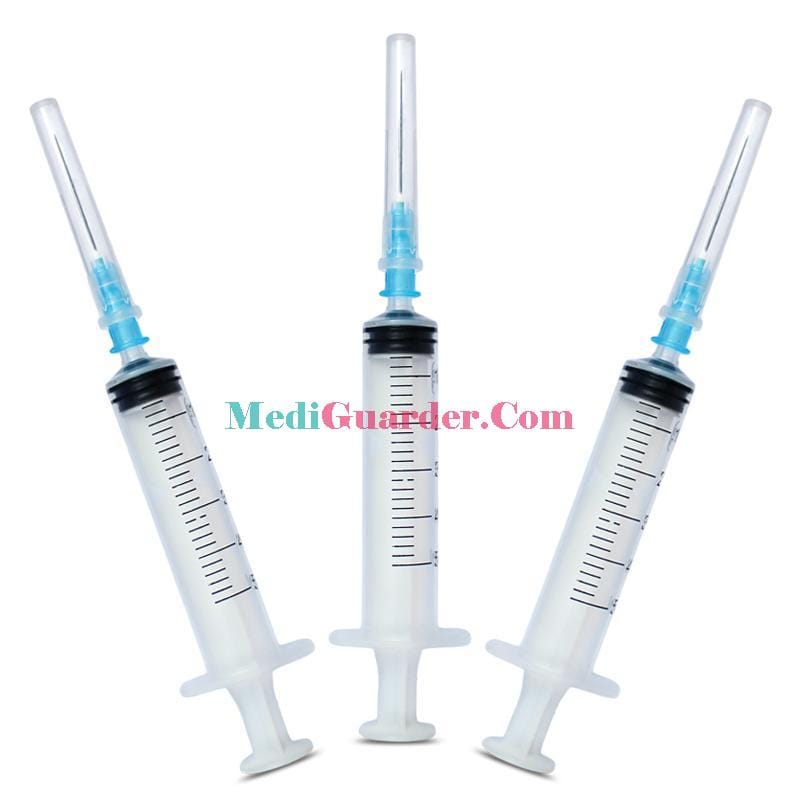 disposable medical syringe with needle